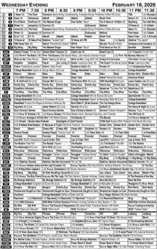 Wednesday evening TV listings